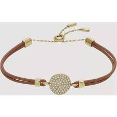 Brown Bracelets Fossil Sadie Glitz Disc Brown Leather Components Bracelet JF04545710 JF04545710