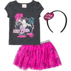 Marvel Other Sets Children's Clothing Marvel Spider-Man Spider-Gwen Little Girls Graphic T-Shirt Tulle Skirt and Headband Piece Outfit Set Black