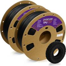 TPU Filaments OVERTURE TPU Filament 1.75mm Flexible TPU Roll, Soft 3D Printer Consumables, 2kg Spool 4.4 lbs Dimensional Accuracy 0.03 mm Black 2kg