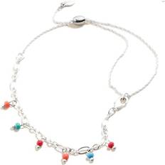 Silver Plated Anklets Alex And Ani A21ANKLETSS:Seed Bead Anklet:Shiny Silver:Multi