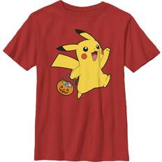 Nintendo Boy Pokemon Halloween Trick-or-Treating Pikachu Graphic Tee Red