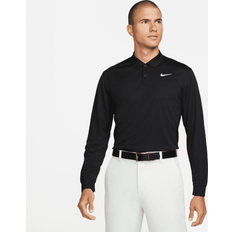 Golf - Vert Polos Nike Dri-FIT Victory Solid Mens Long Sleeve Black/White