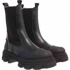 Ganni Cleated Mid Chelsea Boot Black Stit Dam Boots