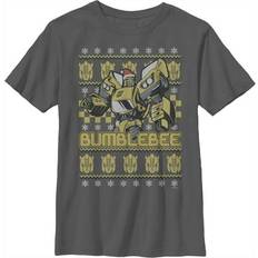 Tops Hasbro Boy Transformers Bumblebee Ugly Xmas Graphic Tee Charcoal