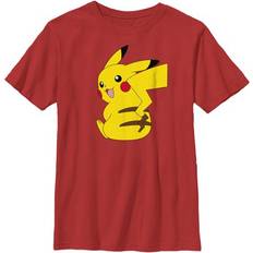 Nintendo Boy Pokemon Pikachu Sitting Portrait Graphic Tee Red