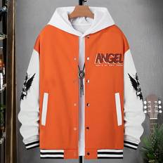 Shein Multifärgade Ytterkläder Shein Men's Baseball Jacket With Angel & Letter Print On Patched Sleeves