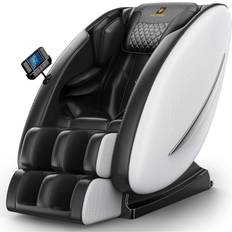 Massage Chair Recliner with Zero Gravity, Full Body Massage Chair with Heating, Bluetooth Speaker, Airbags, Foot Roller, Touch Screen, Space-Saving White