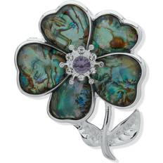 Women Brooches Anne Klein Silver-Tone Stone Flower Pin Blue Blue