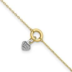 Women Anklets Primal Gold Puff Heart Anklet in 14k White and Yellow Tt Tt