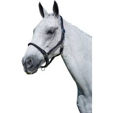 Leather Rope Headcollar Full - Black Cob