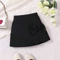 Black Skirts Children's Clothing Shein Girls' Bowknot Decorated A-Line Skirt