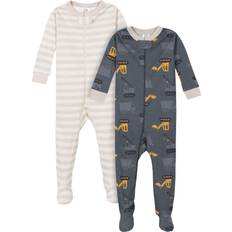 Gerber Gerber Baby Boys' 2-Pack Footed Pajamas, Dump Truck Grey, Months