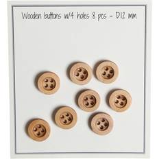 Knapper Go Handmade Wooden Buttons Round Groove Natural 12mm