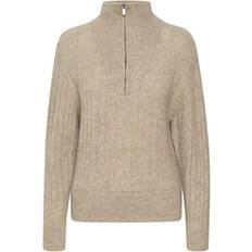 Gestuz AlphaGZ Zipper Pullover Warm Sand Melange