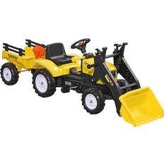 Toys Homcom Yellow Ride On Digger with Excavator Trailer 341 019V00YL Yellow