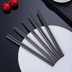 Steel Chopsticks Shein 2pcs Stainless Steel Black Chopsticks