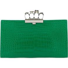 Detachable Shoulder Strap Clutches Alexander McQueen Grass Green Four-Ring Clutch Green