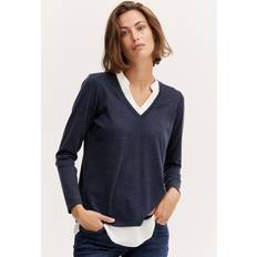 Fransa Sweatere Fransa Strikbluse, Navy Blazer Melange