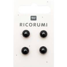 Sort Knapper Rico Design Knöpfe braun-schwarz 8,5mm 4 Stück mit Steg