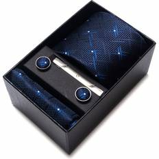 Blue Ties Shein Necktie Pocket Square Cufflinks Combo Set - Navy Blue
