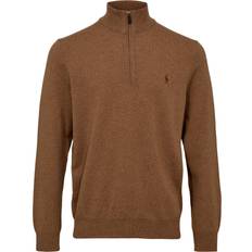 Polo Ralph Lauren Merino Knitted Half Zip Sweater Brown Heather