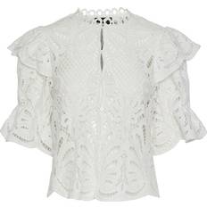 Pieces Lykke Short Sleeved Blouse - Bright White