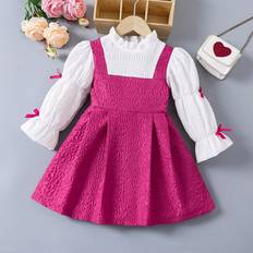Boys Dresses Shein Young Girl Bowknot Decorated Trumpet Sleeve Two-In-One Dress - Travel
