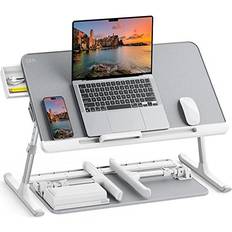 SAIJI Laptop Bed Table, SAIJI 100% Eco-friendly wooden planks, Laptop Stand with Drawer, Folding Legs, 40kg Load, Angle Height Adjustable, Reading, Eating