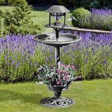 Happy Beaks Bird Hotel With Solar Light Pewter