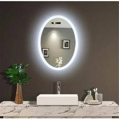 Glass Bathroom Mirrors W H Oval Frameless Wall Mounted Vanity 6000K