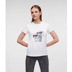 Karl Lagerfeld Ikonik Rhinestone & Choupette T-Shirt, White