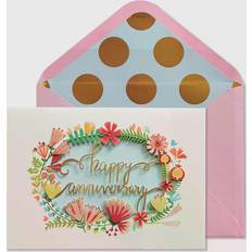 Pink Cards & Invitations Pink Floral Wreath Anniversary Card