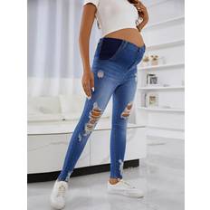 Graviditet & Amning Shein Maternity High Waist Ripped Skinny Jeans