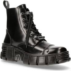 New Rock Ankle Boots New Rock M-WALL005N-C6 Black Leather Biker Boots