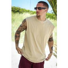 Beige - Herren Tanktops Urban Classics Open Edge T-shirt - Beige