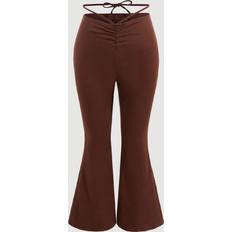 4XL - Dam Jeans Shein Casual Drawstring Low-Waist Plus Women'S Tight Flared Jeans In Brown