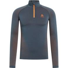 Clothing Odlo technisches t shirt zip performance warm eco blau