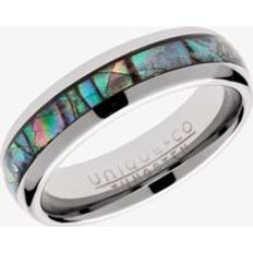 Men - Multicoloured Rings Unique Mens Tungsten Shell Inlay 6mm Ring TUR-99-58 Multi-Coloured