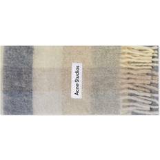 Unisex - Wool Scarfs Acne Studios Women's Vally Checked Logo Scarf Vanilla/Beige/Lavender Vanilla/Beige/Lavender