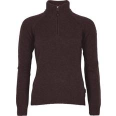 Pinewood Damen Pullover Pinewood Women's Värnamo T-Neck Sweater, L, Earth Plum Melange