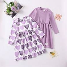 Purple Dresses Children's Clothing Shein Toddler Girls' Elegant Long Sleeve Dress