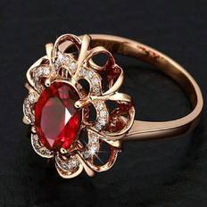 Shein Women Rings Shein 1pc Gorgeous Fashion Floral Ruby Ring Ring For Women Suitable For Daily Wear For Women