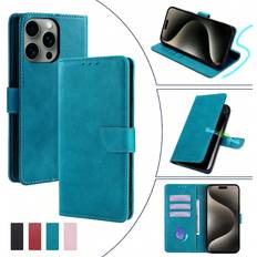 Shein 1pc Light Blue Wallet Case With Card Holder Slot And Kickstand, Pu Leather Flip Cover For Apple Iphone 13 Pro Max/ Samsung S22/ Huawei P50 Pro/ Xiaomi