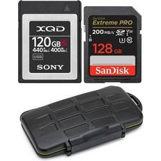 Memory Cards & USB Flash Drives Sony 120GB XQD G Series Memory Card with 128GB SDXC Card and Memory Storage Case