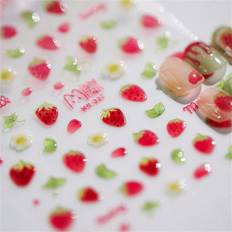 Shein 1pc 5D Kawaii Jelly Strawberry Nail Art Stickers Fashion Cartoon Fruit Nail Transfer Slider Decals DIY