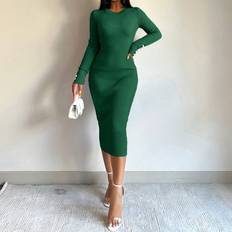 Akryl Klänningar Shein Women's Solid Color Slim Fit Sweater Dress