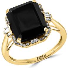 Effy Ring - Gold/Onyx/Diamonds