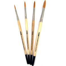 Gold Brushes ZEM Brush Student Golden Synthetic Long Filbert Brush Set Sizes 4, 6, 8, 10