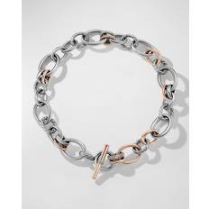 David Yurman Brown Jewelry David Yurman DY Mercer Necklace with Diamonds and 18K Rose Gold in Silver, 25mm, 19"L