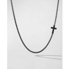 Jewelry David Yurman Men's Streamline Cross Station Necklace in Sterling Silver Black Diamond Black Diamond